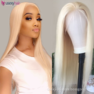 Best Quality 613 Lace Front Wig Raw Virgin Russian Cuticle Aligned Human Hair Blonde Wigs